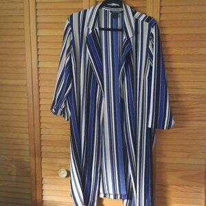 Ashley Stewart Navy and White Striped Swim Coverup
